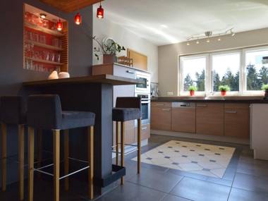 Luxury holiday apartment with a sauna fireplace and views over a lake