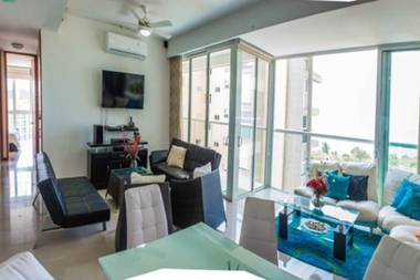 Acogedor con vista al mar en Condominio Zazue a 300 metros de la playa Bellohorizonte Santa Marta
