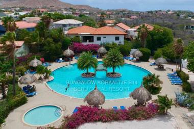 Tropical bungalow in Seru Coral Resort Curacao with beautiful gardens privacy and large pool
