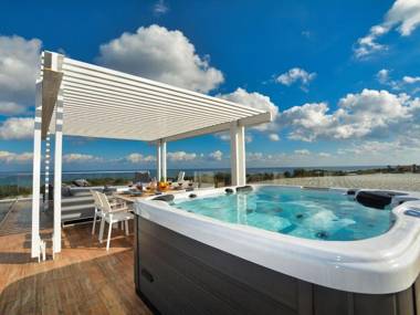 Villa Limni Dyo - Luxurious Contemporary 3 Bedroom Villa with Sea Views and Hot Tub