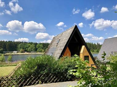 Wooden chalet with oven in Oberharz near a lake