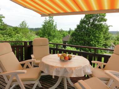 Half timbered house in Kellerwald National Park with a fantastic view