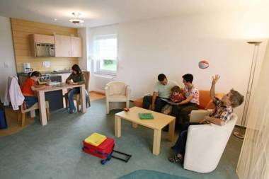 A holiday home for four people in a sports complex between Lake Constance and the Black Forest.