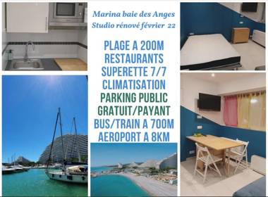 Studio Apartment between Nice and Cannes - Marina baie des Anges - Beach restaurants shops - tea/coffee/sugar/bed linen and towels