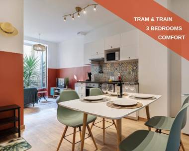 Cosy and Trendy 3 Bedrooms train station and tramway