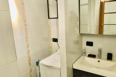 In the city center with a view of Mont Blanc