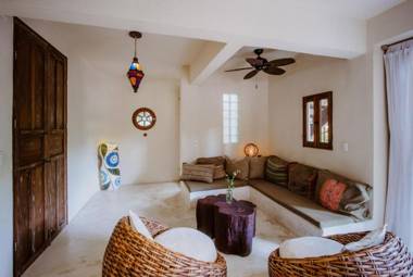 Beachfront villa on Tulum beach hotel zone