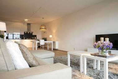 Modern apartment balcony with a view of the Dutch Olympic Sailing Association