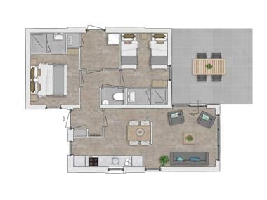 Modern bungalow with two bathrooms 500 m. from the beach