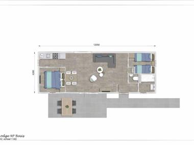 Modern lodge with combi-microwave beach at 500 m.