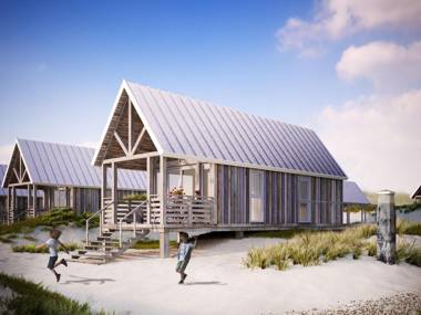 Modern lodge with combi-microwave 500 m. from the beach