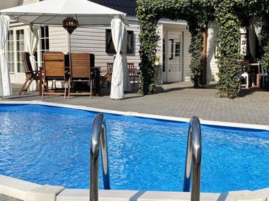 Villa with private pool covered terrace in Ibiza-Style and outdoor fireplace