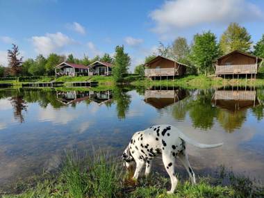Beautiful home with a veranda and jetty located near a pond