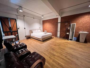 Minimalist cafe and bed