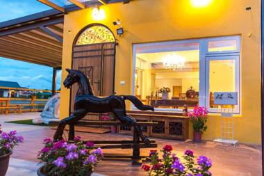 colorful wooden horse homestay