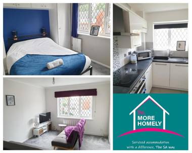 A Style 1 Bed Flat by Be More Homely Serviced Accommodation & Apartments Birmingham With King Bed Sleeps 4 Fast Broadband off road Parking - JUA