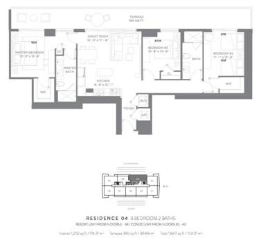 Spacious 3 Bedroom at Hyde Beach House 12th floor
