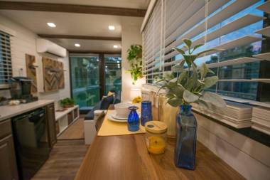 Elegant Container Tiny House Yellow & Blue