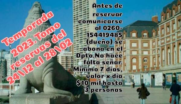 DPTO SOBRE AV.COLON Y GUEMESA 100 MTS DEL MAR1AMBIENTE DIVIDIDO18 MTRS CUADRADOS