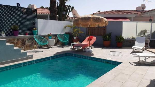 4 bedrooms house with private pool enclosed garden and wifi at San Bartolome de Tirajana