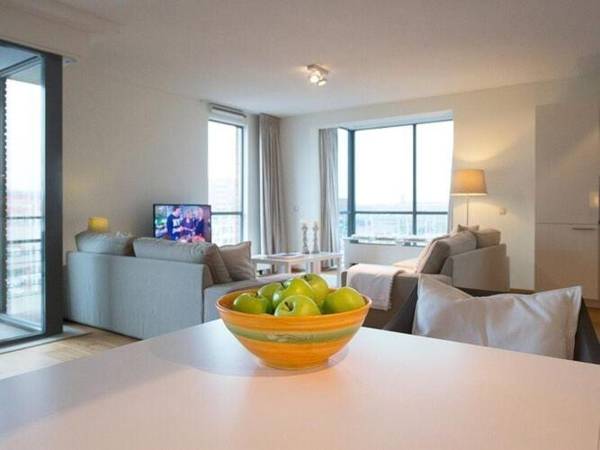 Modern apartment with a view of the Scheveningen harbor