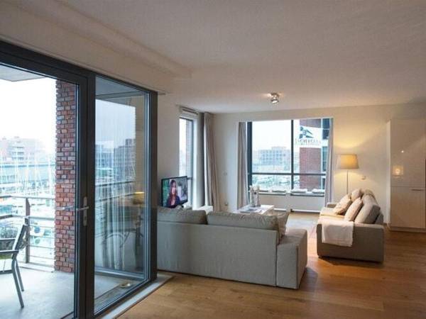 Modern apartment with a view of the Scheveningen harbor