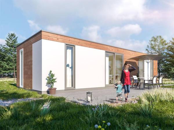 Modern lodge with combi-microwave beach at 500 m.