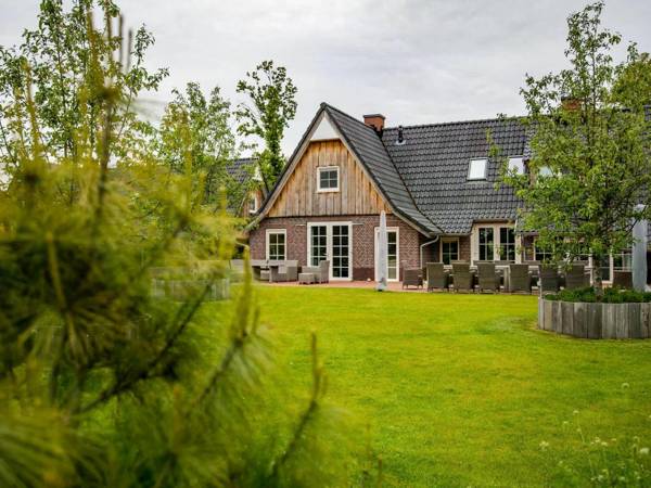 Beautiful house with a fireplace surrounded by nature