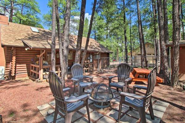 Pinetop Log Cabin with Fire Pit Near Trails!